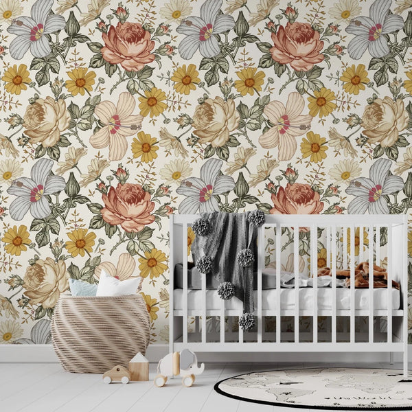 MUNKS & ME  Papier Peint Chambre Enfant Fleurs De Florence - Les Petits