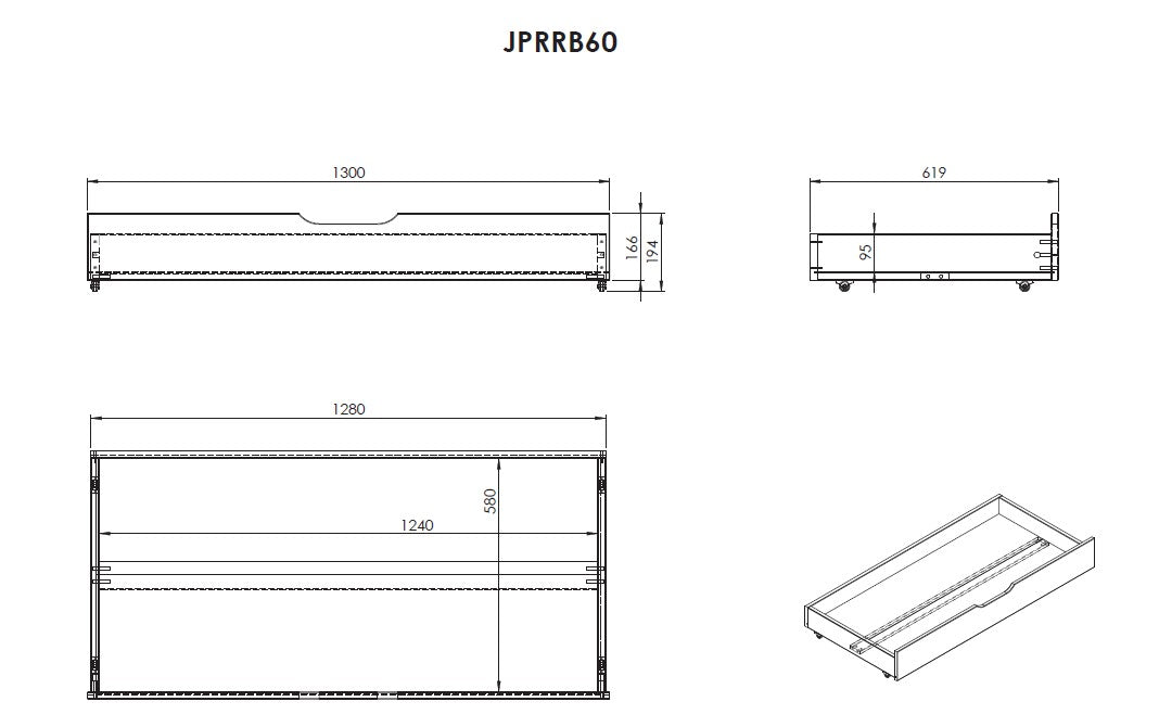 Lit extensible Jumper 160+40 cm avec tiroir de lit, matelas et sommier-gris  Classique - Vipack